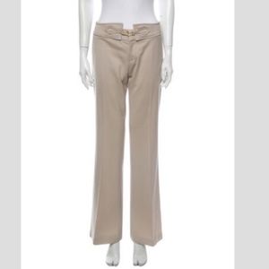 Gucci Wide Leg Mid-Rise Pants with Beautiful Gold Belt